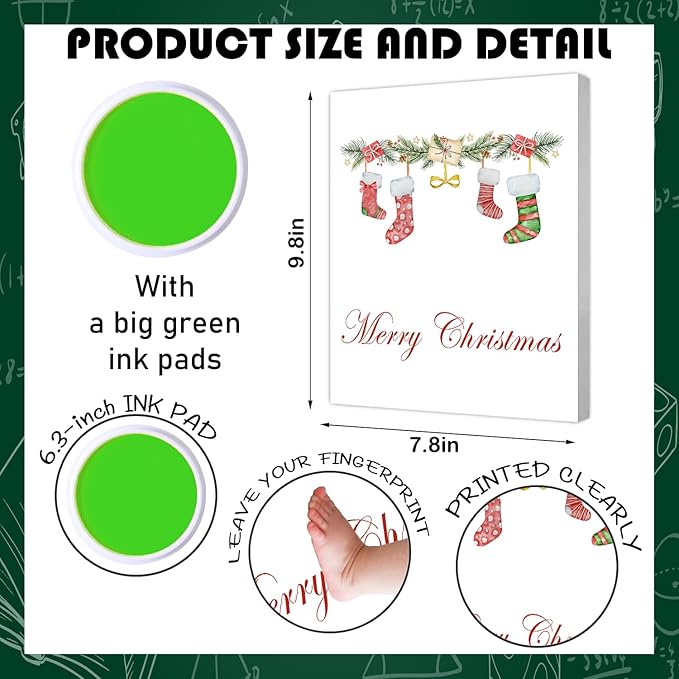 Handprint Keepsake DIY Kit, Baby's First Christmas Keepsake, Stocking Winter Decoration, Family Footprint Art for Kids, 7.8x9.8 Inch Canvas, Suitable For Desktop Wall Ornaments