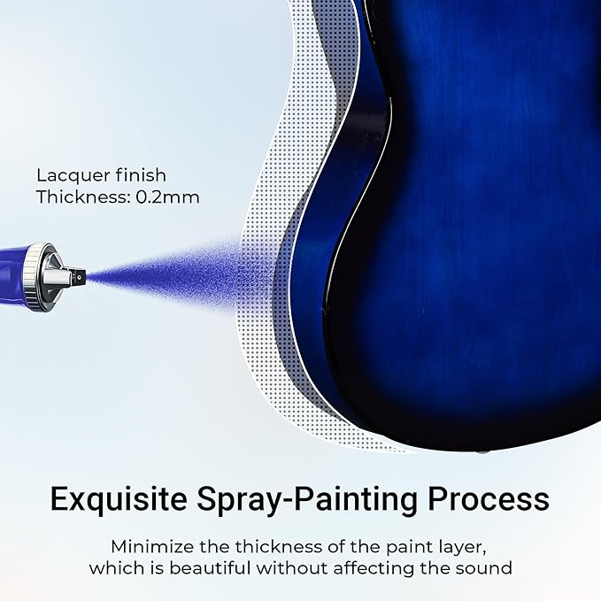 ADM Beginner Acoustic Classical Guitar 38 Inch Nylon Strings Wooden Guitar Bundle Kit for Kid Boy Girl Student Youth Guitarra Online Lessons with Gig Bag, Strap, Tuner, Strings, Blue