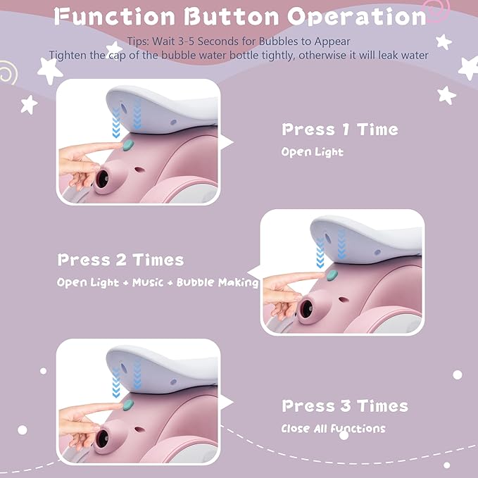 6V Electric Baby Balance Bike with Bubble Machine,4 in 1 Toddler Balance Bike w/Remote Control for 1 Year Old Boys Girls Kids Bubble Bike Ride on Toys w/Powered Motor,Music,LED Lights (Pink)