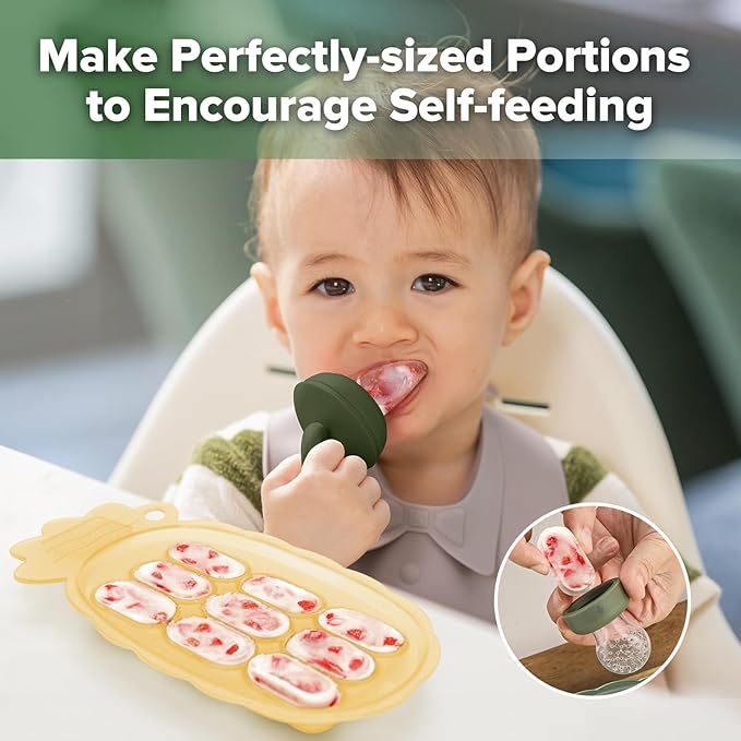 Haakaa Silicone Nibble Freezer Tray -Breastmilk Teething Popsicle Mold - Baby Fruit Food Feeder Teether Tray - Baby Food Maker - Ice Cube Tray - 4 Months+ Babies - BPA Free -Banana