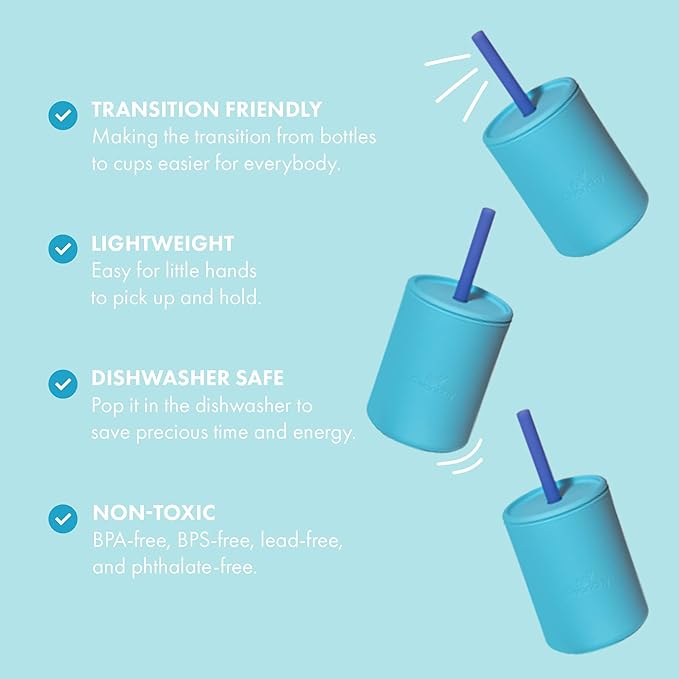 Avanchy Silicone Training Sippy Cup with Straw Lid – Tiny Cup for Babies 6+ Months to Toddlers 1 Year Old – 5 oz Infant Water Cup for Baby Led Weaning, Orange