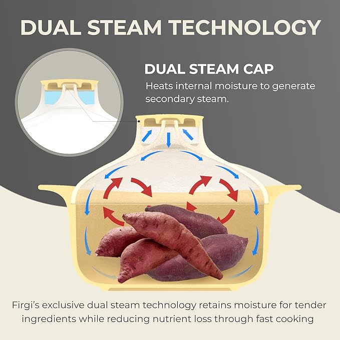 48oz Platinum Silicone 3 Compartmented Microwave Steamer Pot with Handle & Lid - Korea 100% Food-Grade Steamer Bowl, Heat-Resistant Cooker with Steam Holes, Easy Clean, Dishwasher Safe, Ivory
