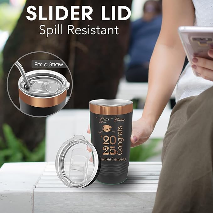 iProductsUS Personalized Gift For Women Mother's Day & Cruises - 20oz, Custom Tumbler w/Spill Proof Lid - Insulated Travel Coffee Mug - Stainless Steel Double Wall Coffee Tumbler, Cup (Rose Gold)