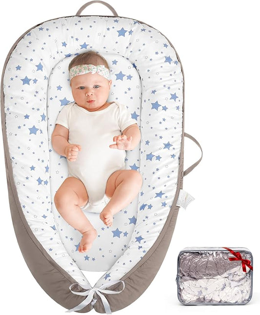 HKAI Baby Lounger – Soft Cotton Infant Floor Seat for Newborn to 24 Months, Portable Travel-Friendly Pillow for Boys & Girls