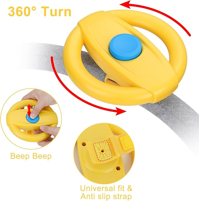 Accmor Stroller Steering Wheel Toy, Pretend Driving Simulated Steering Wheel for Baby Stroller Shopping Carts, Universal Detachable Funny Stroller Shopping Carts Toy Attachment Accessories