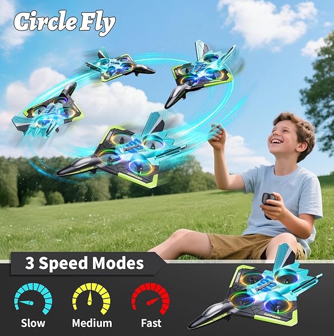 4DRC V31 Foam RC Planes Remote Control Airplanes for Kids Adults 8-16, Remote Control Planes Fighter Jet with Light, 360° Flip Fighter Jet Toy, Gravity Sensing, Stunt Roll, Gifts for Kids Boys