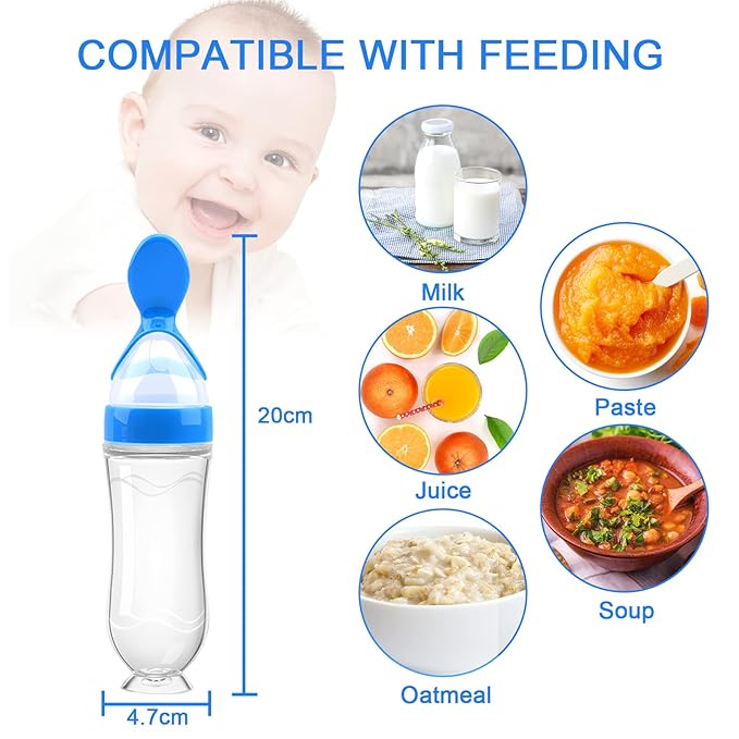 Food Feeder Baby Fruit Feeder Pacifier (3 Pcs) with 6 Different Sized Silicone Pacifiers 2 PCS Silicone Babies Food Dispensing Spoon 90ML with 2 Baby Spoons Bottle Brush Pacifier Clip