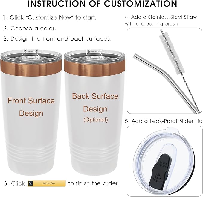 iProductsUS Personalized Gift For Women Mother's Day & Cruises - 20oz, Custom Tumbler w/Spill Proof Lid - Insulated Travel Coffee Mug - Stainless Steel Double Wall Coffee Tumbler, Cup (Rose Gold)