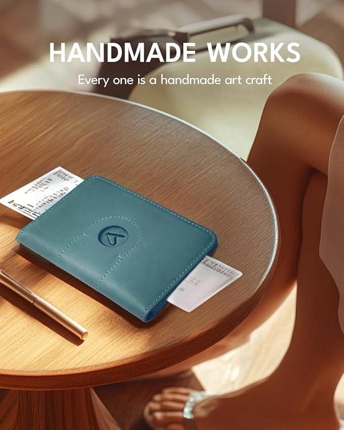ALLIVE Genuine Leather Passport Holder with Airtag, Travel Must Haves Airport Essentials, Passport Cover Case Travel Gifts