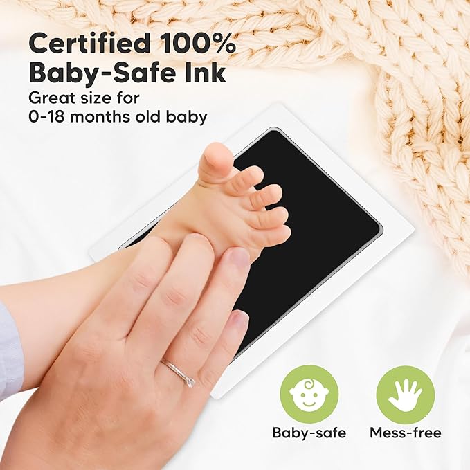 4-Pack Inkless Baby Hand and Footprint Kit - Mess Free Ink Pad for Newborn Keepsake, Dog Nose & Paw Print Kit, Clean Touch Ink Pad for Baby Hand & Footprints, Ideal New Mom Gifts (Jet/Navy, Large)