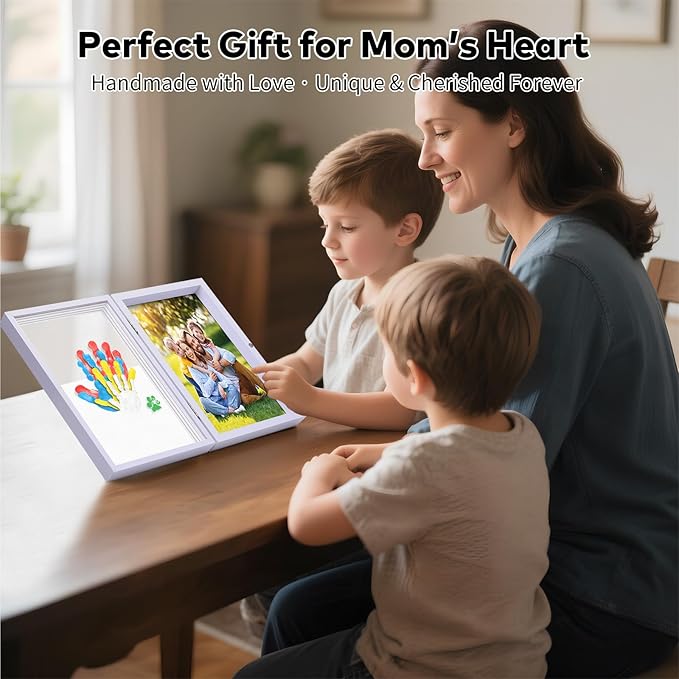 Family Handprint Kit, DIY Craft Keepsake, Hand Print Photo Frame, Family Gifts for New Mom, New Baby, New Parents, Grandparents, Mother's Day, Father's Day, Adoption Day, Anniversary