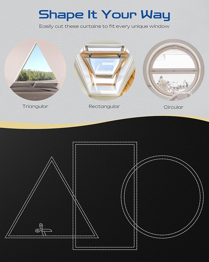 21" W x 60" L 100% Portable Blackout Curtains, Total Darkness No-Drill Black Out Window Cover,Temporary Blackout Shades with Hook & Loop Tape, for Bedroom, Nursery, Dorm, Travel (Black)