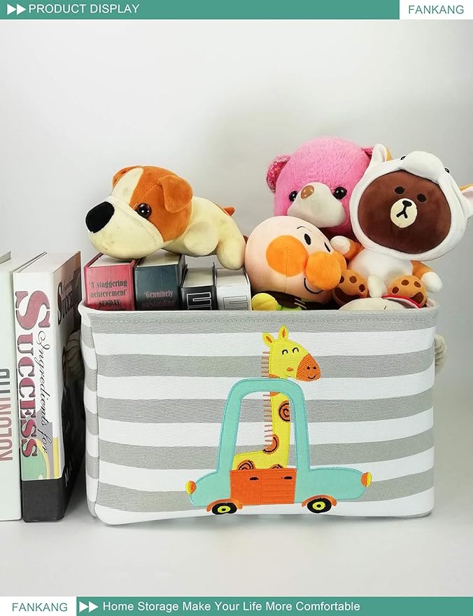 FANKANG Rectangular Laundry Basket Nursery Storage Fabric Storage Bin Storage Hamper,Gift Baskets(Giraffe)