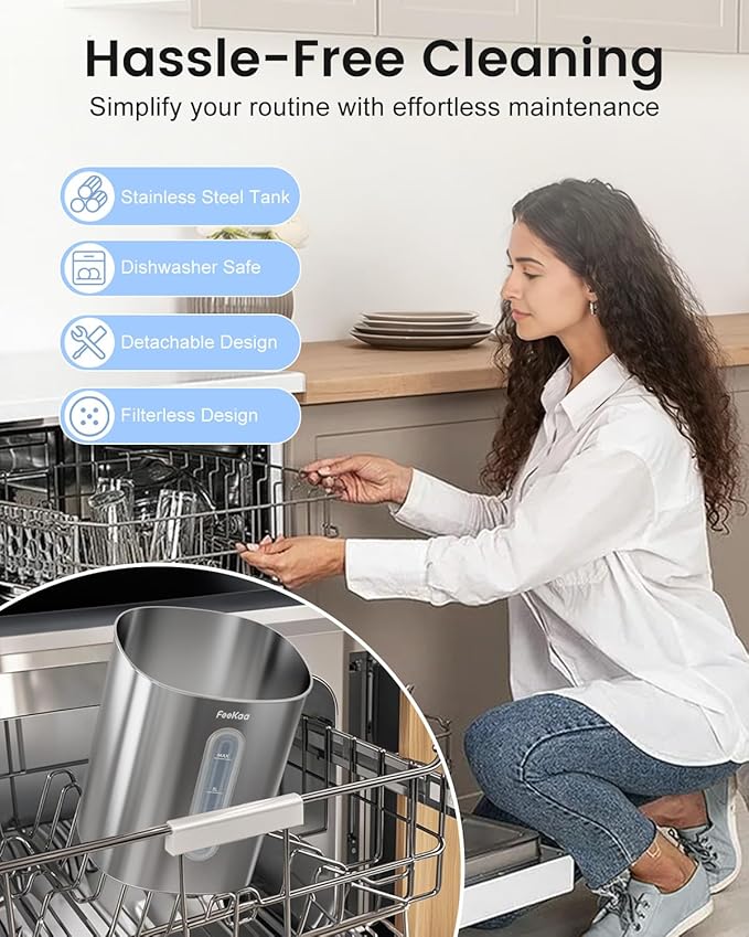 Feekaa Stainless Steel Humidifier, 4L/1Gal Cool Mist Humidifiers for Bedroom up to 500 sq ft, Easy Clean Dishwasher Safe Humidifier Large Room, Humidifiers for Bedroom Nursery Baby Living Room Office