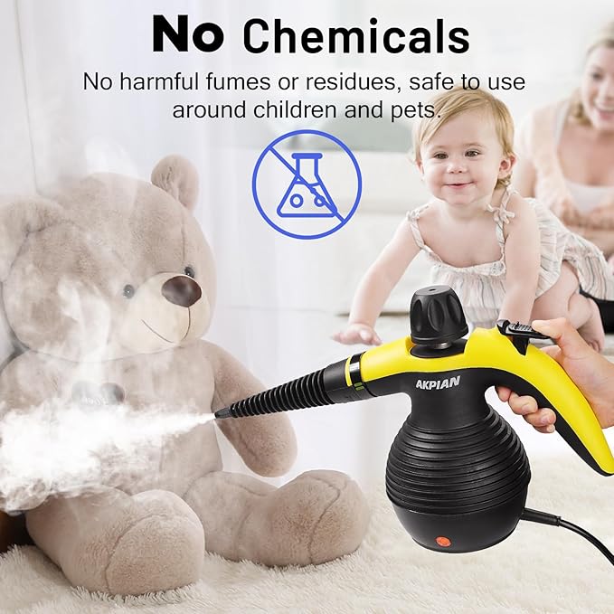 Handheld Steam Cleaner, Steamer for Cleaning, Multipurpose Portable Steam Cleaners for Home Use with Safety Lock and 10 Accessory Kit to Remove Grime, Grease, and More, Save Time and Effort