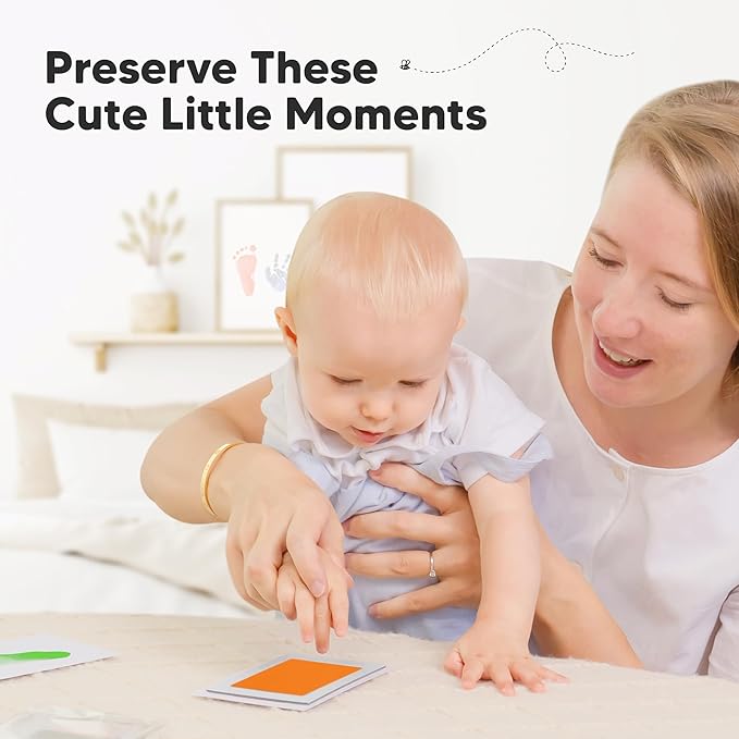 4-Pack Inkless Baby Hand and Footprint Kit - Mess Free Ink Pad for Newborn Keepsake, Dog Nose & Paw Print Kit, Clean Touch Ink Pad for Baby Hand & Footprints, Ideal New Mom Gifts (Fiesta)