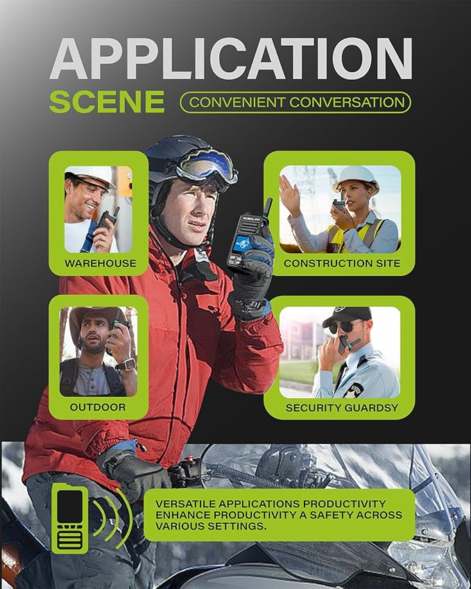 Global-PTT G9 4G LTE Walkie Talkies Nationwide Coverage for Adults and Kids – 2 Pack Unlimited Long Range PoC Radios with Free 1-Year SIM