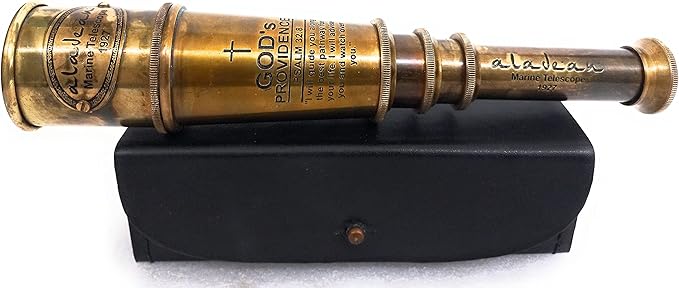 ALADEAN Vintage Spyglass Telescope Engraved PSALM 32:8 - Find Best Pathway - Inspirational Gifts Meaningful Gift Gadget Functional 16" Brass Spyglass with Brilliant Magnification in Gift Box