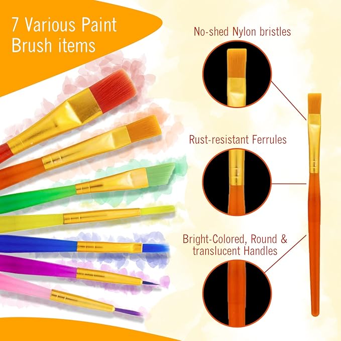 Acrylic Paint Set for Kids Includes 6 Acrylic Paints, Painting Canvas, 7 Paintbrushes, Paint Pallet, Arts and Crafts for Kids Canvas Painting Supplies Bundle
