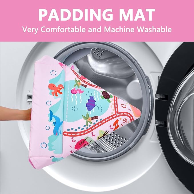 Baby Gym Play Mat, 8-in-1 Tummy Time Mat & Activity Gym, Washable Ball Pit, Infant Play Mat with Detachable Toys for Sensory Exploration and Motor Skill Development