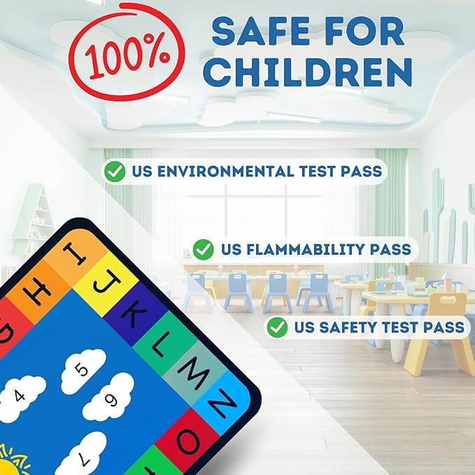 Genki - Kids Rugs for Playroom - ABC Learning Area Rug for Play Room, Classroom, Kindergarten, and Preschool - Kid Alphabet Educational Carpet for Childrens and Toddler Mat - Non Slip | 4'x6'