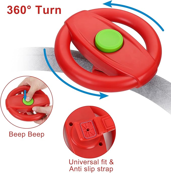 Accmor Stroller Steering Wheel Toy, Pretend Driving Simulated Steering Wheel for Baby Stroller Shopping Carts, Universal Detachable Funny Stroller Shopping Carts Toy Attachment Accessories