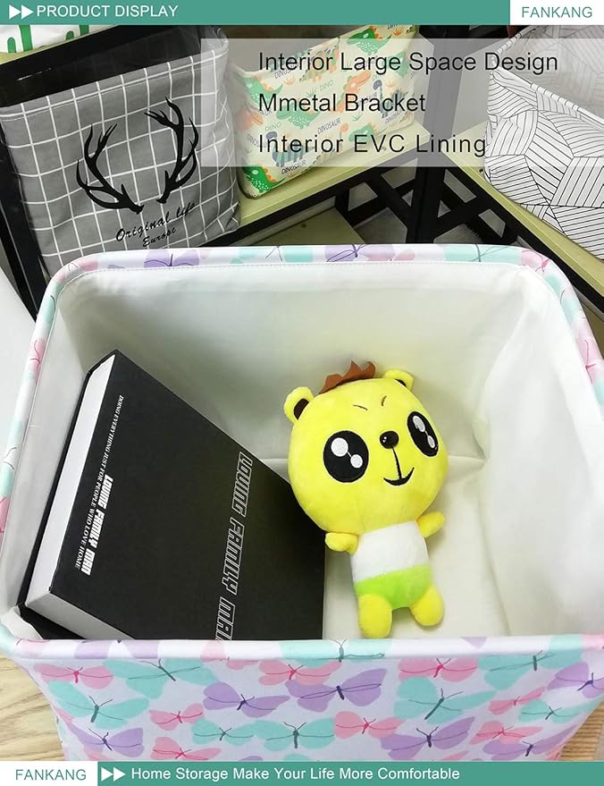 FANKANG Rectangular Laundry Basket Nursery Storage Fabric Storage Bin Storage Hamper,Gift Baskets (Butterfly)