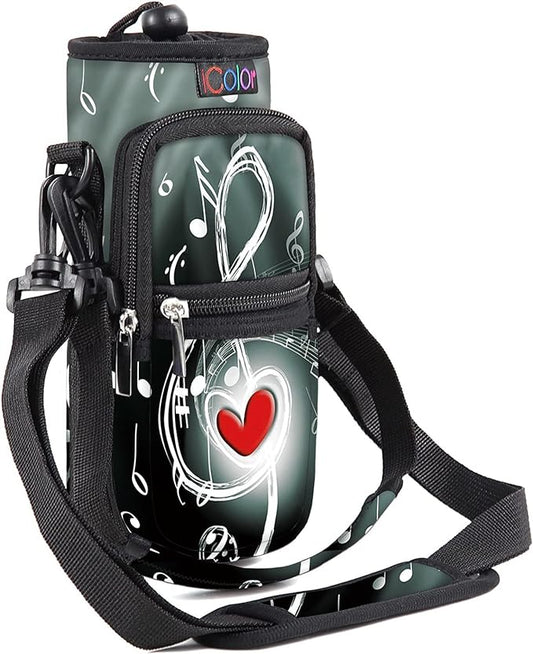 icolor Water Bottle Carrier Bag with Strap 25/32/40 oz Crossbody Bottle Holder with Phone Pocket Sling Sleeve Insulated Neoprene Water Bottle Pouch for Walking Travelling