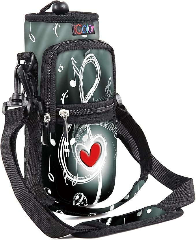 icolor Water Bottle Carrier Bag with Strap 25/32/40 oz Crossbody Bottle Holder with Phone Pocket Sling Sleeve Insulated Neoprene Water Bottle Pouch for Walking Travelling