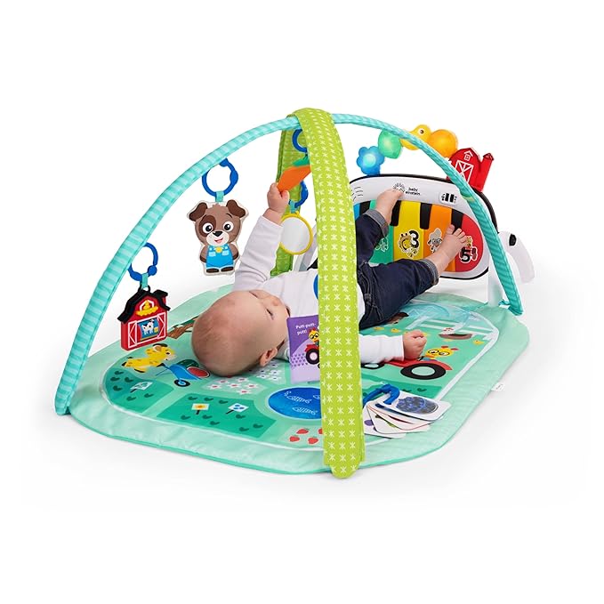 Baby Einstein Farm Explorers 4-in-1 Kickin’ Tunes Musical Meadow Music & Language Discovery Gym, Ages 0 Months and Up