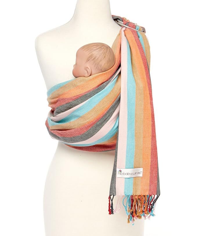 Hip Baby Wrap Ring Sling Baby Carrier for Infants and Toddlers - Beautiful, 100% Soft Cotton Baby Wraps Carrier for Babies 8-35 lbs - Perfect Baby Shower Gifts Moms and Dads - Nursing Cover (Sunset)