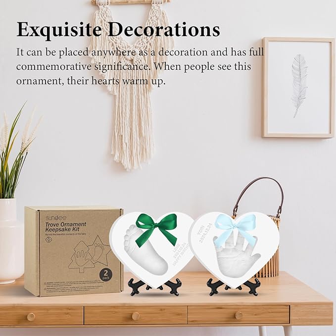Baby Handprint Footprint Keepsake Ornament Kit, Personalized Baby Foot Printing Kit for Newborn Clay Impression Handmade DIY Imagination to Create