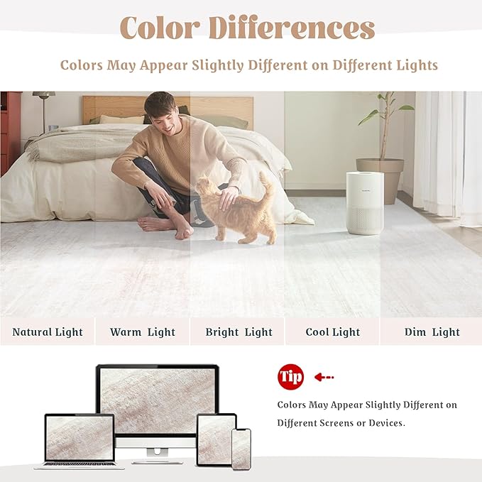 Area Rugs 8x10 Living Room: Washable Rug Modern Abstract Large Rugs Soft Non Slip Neutral Rug Stain Resistant Indoor Carpet for Bedroom Kitchen Dining Room Table Nursery Home Office Rugs(Beige,8'x10')