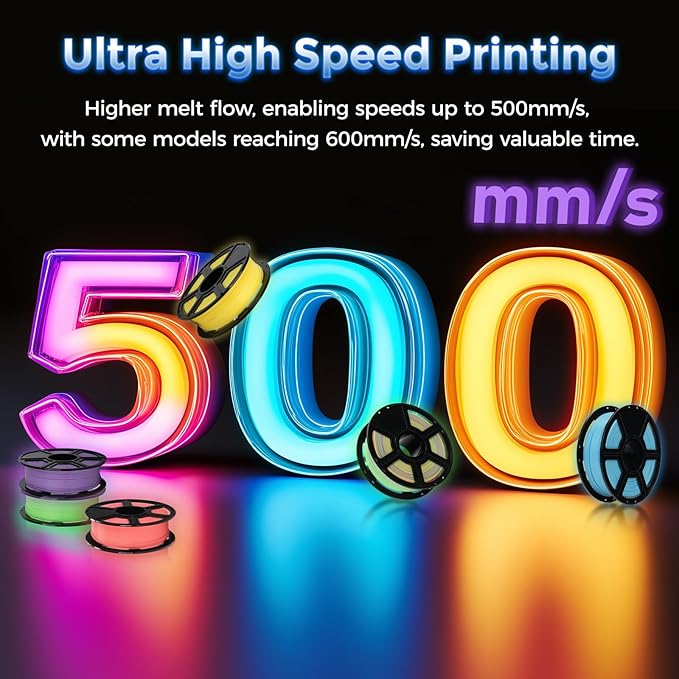 FLASHFORGE Rapid PLA Filament 1.75mm Luminous Purple, 500mm/s High Speed Printing, Glow in The Dark 3D Printer Filament 1kg Spool, Dimensional Accuracy +/- 0.02mm, Brilliant, Long-Lasting Glow