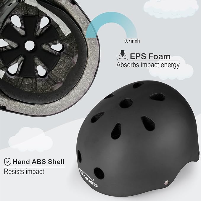 KAMUGO Kids Bike Helmet, Toddler Helmet for Ages 2-8 Boys Girls with Sports Protective Gear Set Knee Elbow Wrist Pads for Skateboard Cycling Scooter Rollerblading