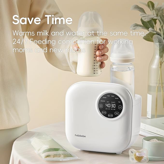 Baby Bottle Warmer, Felizbebe 10-in-1 Bottle Warmers for All Bottles, Detachable Body for Easy Cleaning, Accurate Temperature Control, Timer, Sterili-zing,Milk Warmer for Breastmilk or Formula