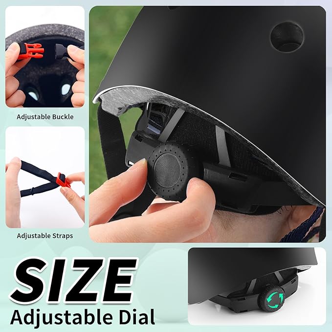 Adjustable Kids Bike Helmet with Knee & Elbow Pads Set, Color Gradient Design for Boys and Girls Aged 3-14+, for Skateboarding, Scooter, Roller & Inline Skating, Longboard