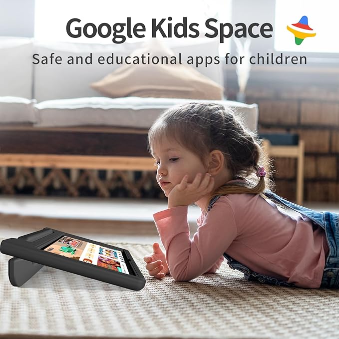 JREN Tablet for Kids｜10 Inch Kids Tablet Android 14｜Octa-core｜64GB｜WiFi ｜Bluetooth｜Parental Control｜Children Content｜Children Toddler Black