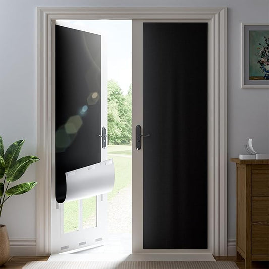 30" W x 84" L 100% Portable Blackout Curtains, Total Darkness No-Drill Black Out Window Cover,Temporary Blackout Shades with Hook & Loop Tape, for Bedroom, Nursery, Dorm, Travel (Black)