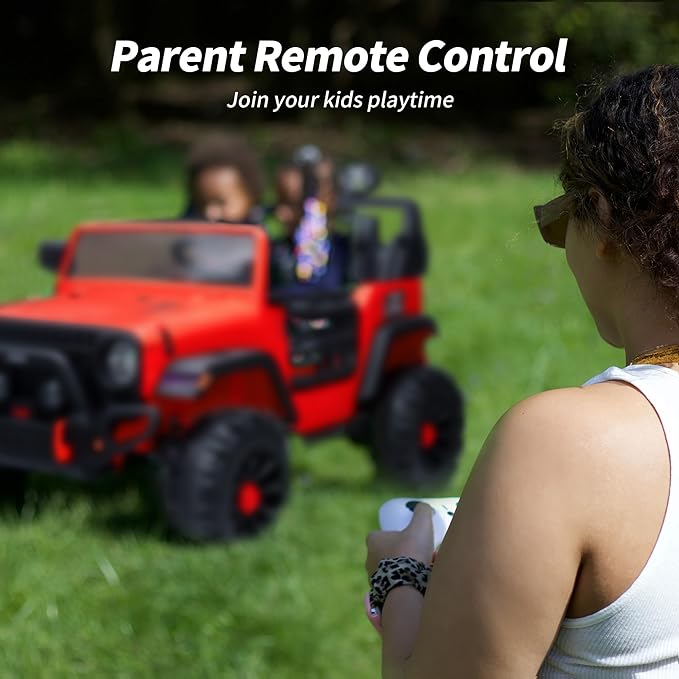 2 Seater Ride on Toy Car for Kids, 24V 4WD Ride-on Truck Kids Electric Car with Remote Control, 4x200W Motors - Red