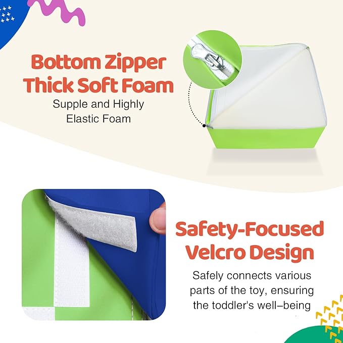 4-Piece PU Leather Baby Foam Climbing Blocks for Toddlers - Soft Play Climbing Toys for Toddlers - Foam Climbing Set for Crawling and Sliding Indoor (Red Yellow Blue)