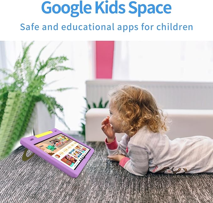 JREN Kids Table 10.1" ｜Android 14 Tablet for Kids｜64GB Storage｜Octa-Core｜WiFi ｜Cameras｜Parental Control｜Kids Content｜Case Included Great Gift for Children Ages 3-12 Years Old Purple