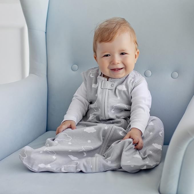 Baby Sleep Sack 1.0 TOG, Organic Cotton Baby Wearable Blanket with Two-Way Zipper, Swaddle Transition Baby Sleeping Bag, All-Season Sleep Sack for Newborn Infant Toddler Boy Girl, 12-18 Months, 1-Pack