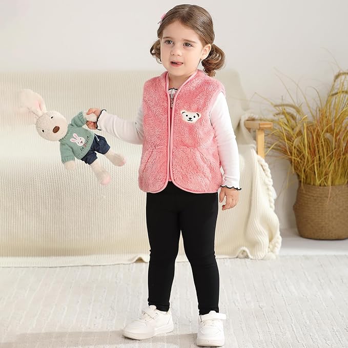 Baby Boys Girls Fleece Vest Zip Up Cute Bear Jackets Fuzzy Fall Winter Warm Clothes Newborn Outwear for Toddler Infant