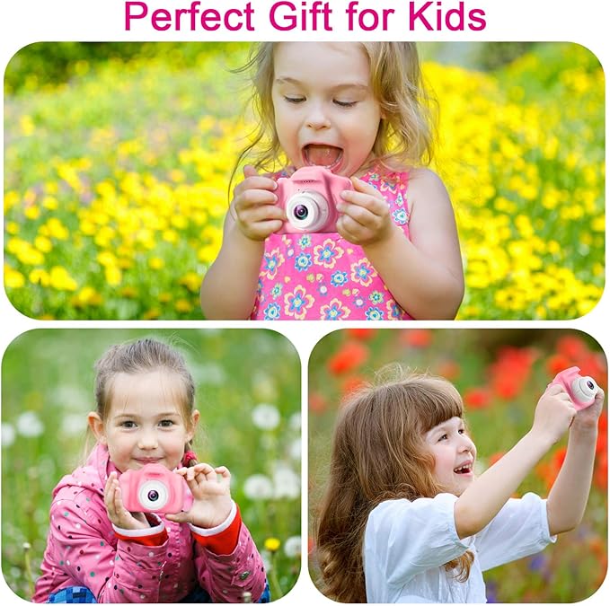 GKTZ Toys for Girls Age 3-8, Kids Camera Digital Video Toddler Camera Children Camcorder Birthday Gifts for 3 4 5 6 7 8 Year Old Girls with 32GB SD Card