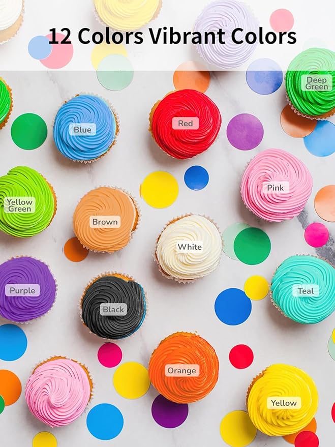 Food Coloring Liquid Set for Baking, Shanlinly 12 Color Food Grade Neon Easter Egg Dye Kit for Cake Decorating, Fondant, Frosting, Cookies, Christmas Baking - Tasteless, Vibrant - 0.25 Fl. oz/Bottles