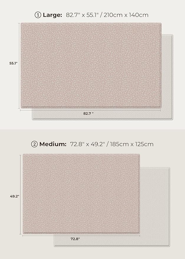 Baby Care Play Mat (Large, Hygge - Bloom & Entry) 82'' x 55'' Original One-Piece Reversible Rollable Waterproof Play Mat for Infants, Babies, Toddler, and Kids