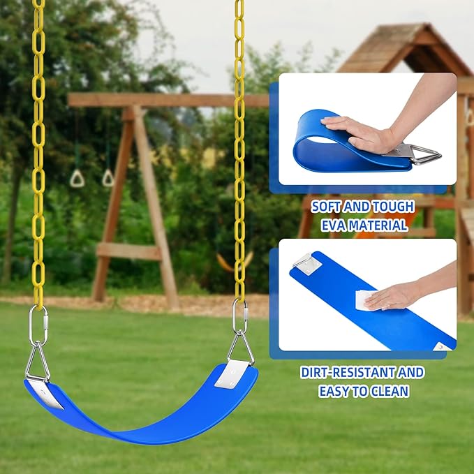 AGPTEK Toddler Swing Set, Heavy Duty Bucket Swing with Adjustable Rope, Toddler Cute Shape with 250 LB and 150 LB Capacity - Blue