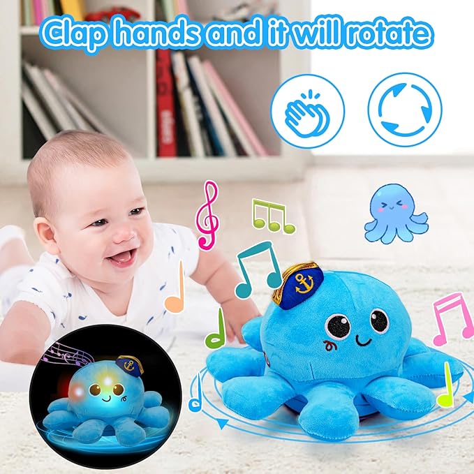 Baby Crawling Toys 6-12 Months Musical Plush Octopus Light up Voice Control Dancing Infant Walking Toys 1 Year Old Boy Girl Babies 0 6 7 8 9 10 12-18 Month Tummy Time Sensory Toddler First Gifts