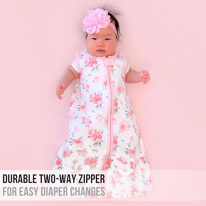 Baby Sleep Sack 1.0 TOG, Organic Cotton Baby Wearable Blanket with Two-Way Zipper, Swaddle Transition Baby Sleeping Bag, All-Season Sleep Sack for Newborn Infant Toddler Boy Girl, 2-Pack, XXL